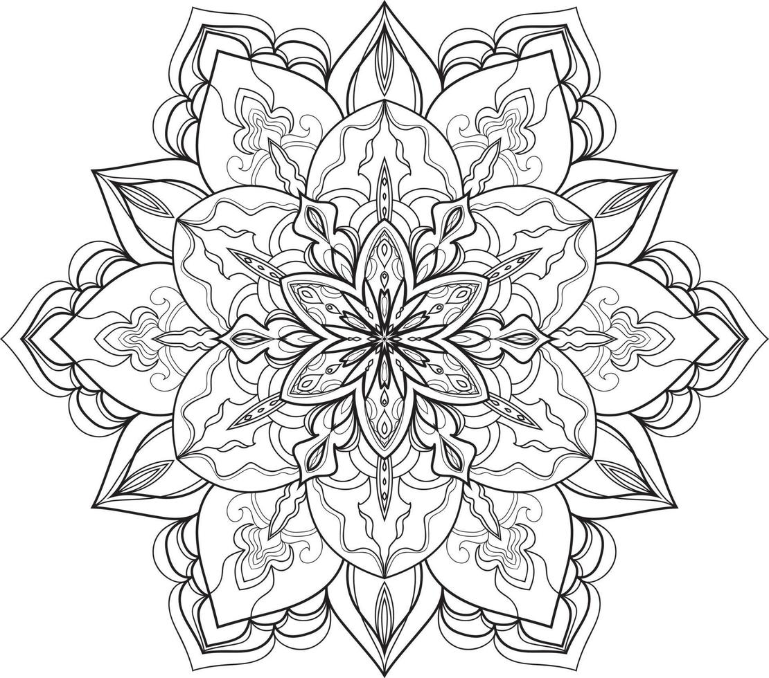 Circular Flower Mandala on White Free Vector