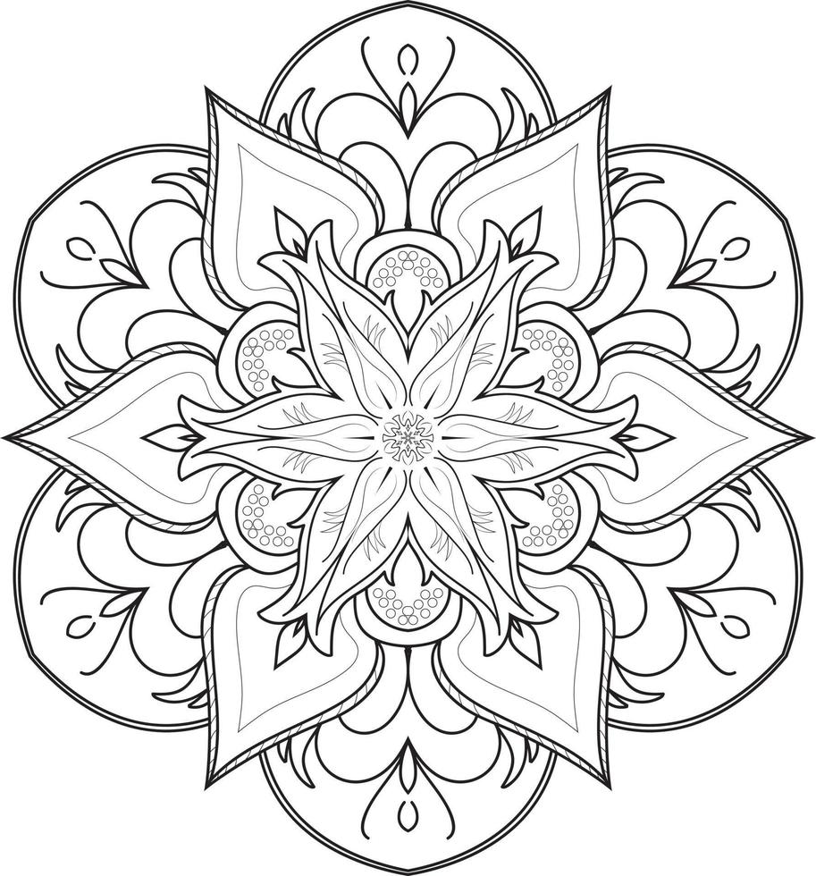Circular Flower Mandala on White Free Vector