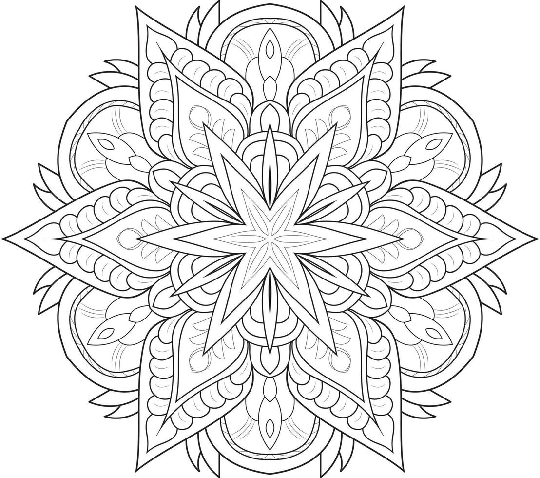 Circular Flower Mandala on White Free Vector