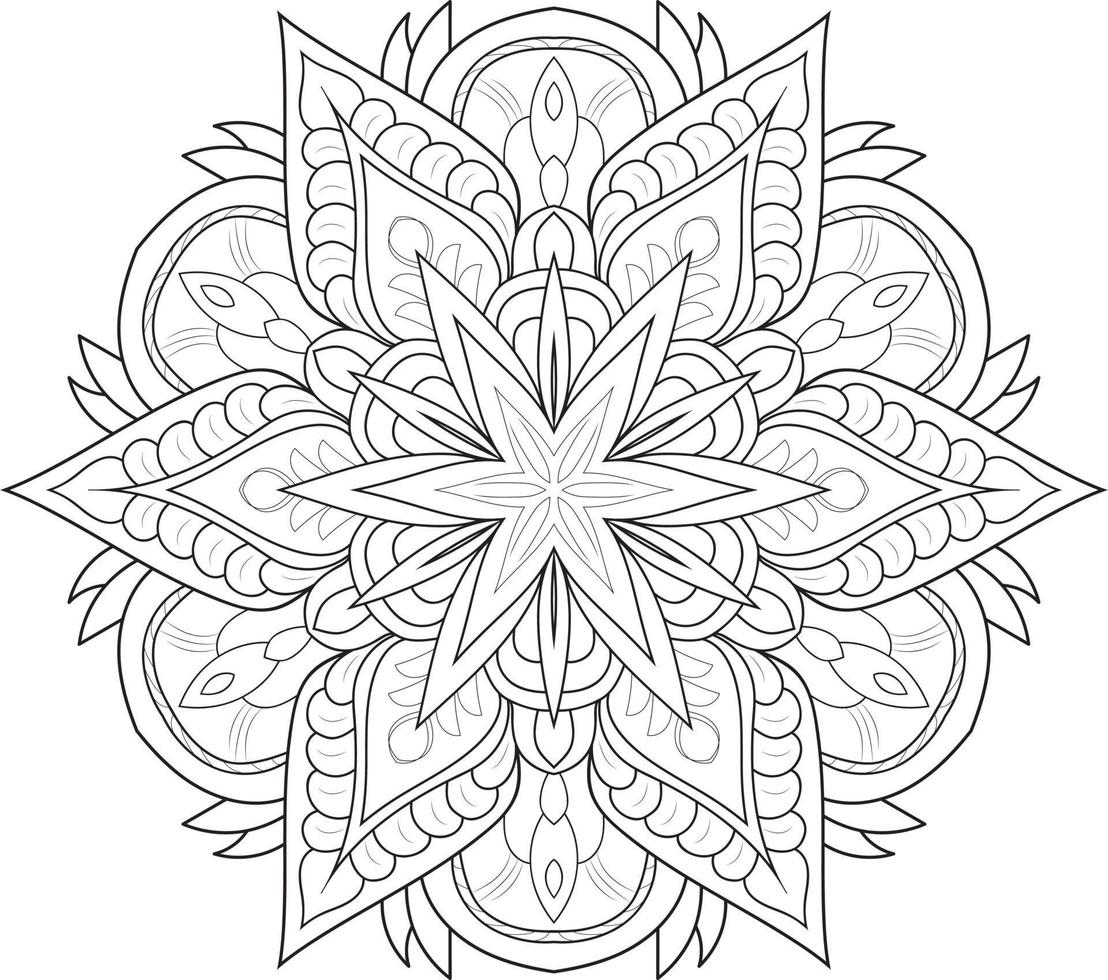 Circular Flower Mandala on White Free Vector