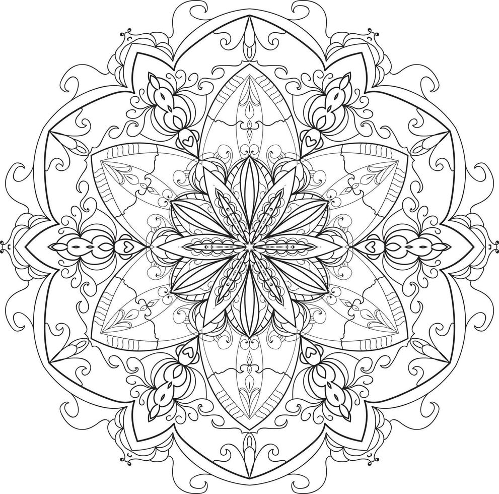 Circular Flower Mandala on White Free Vector