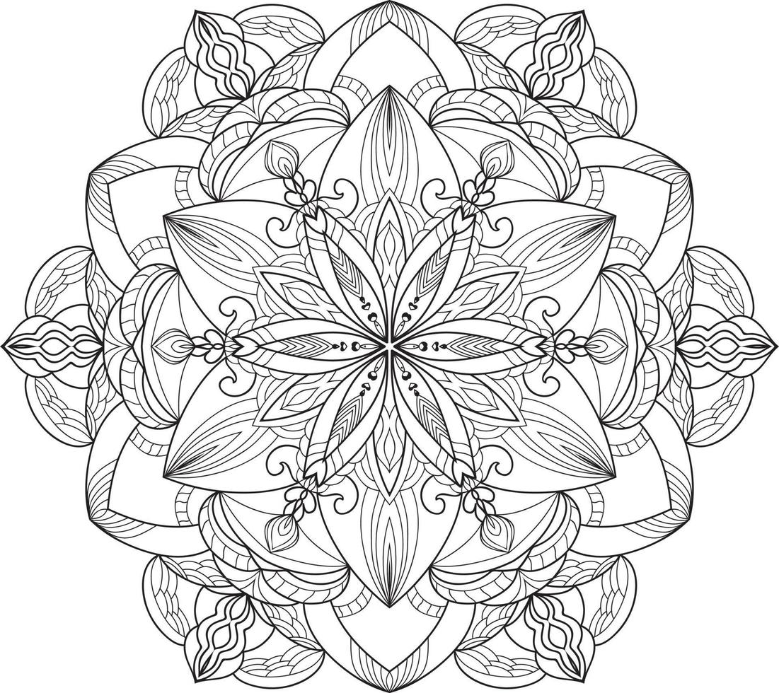 Circular Flower Mandala on White Free Vector