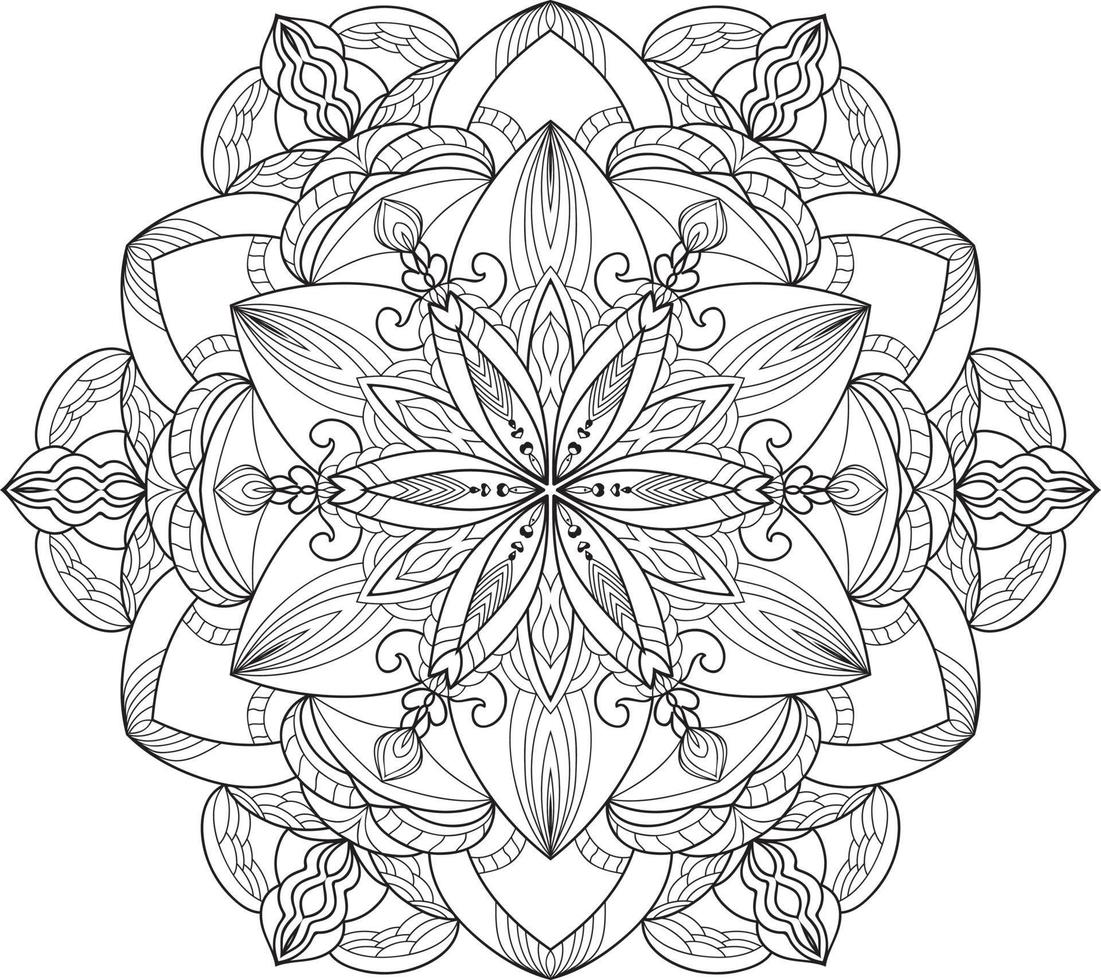 Circular Flower Mandala on White Free Vector