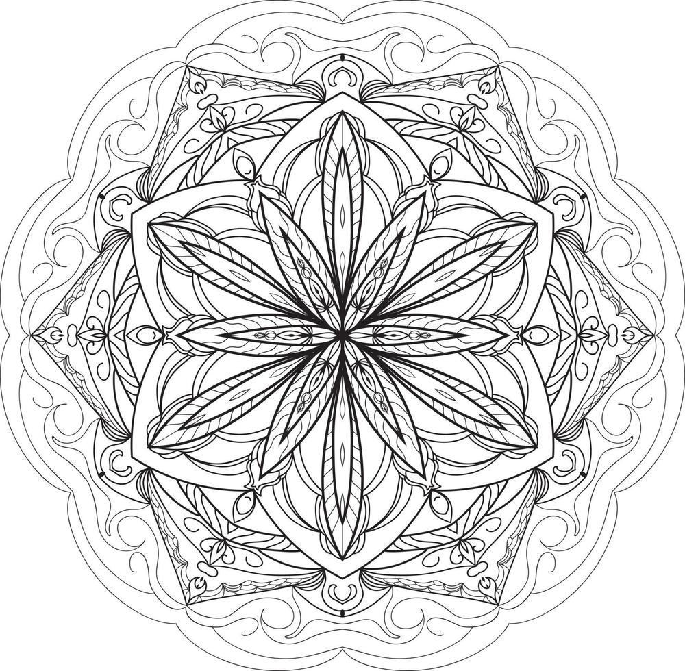 Circular Flower Mandala on White Free Vector