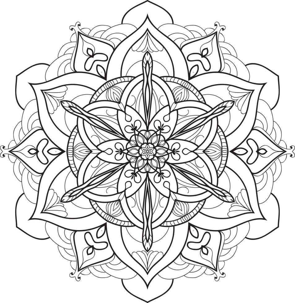 Circular Flower Mandala on White Free Vector