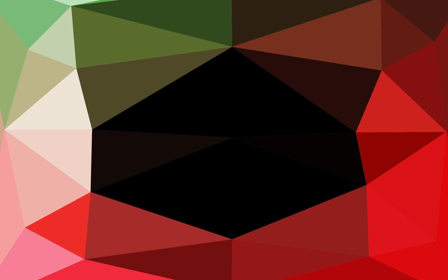 Fondo abstracto de polígono vectorial verde oscuro y rojo. vector