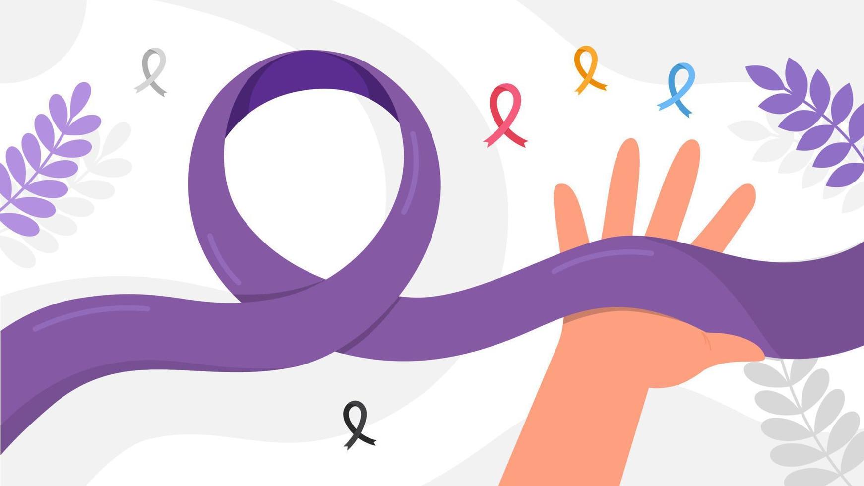 Cancer Survivor Day Celebration Background with Ribbon vector