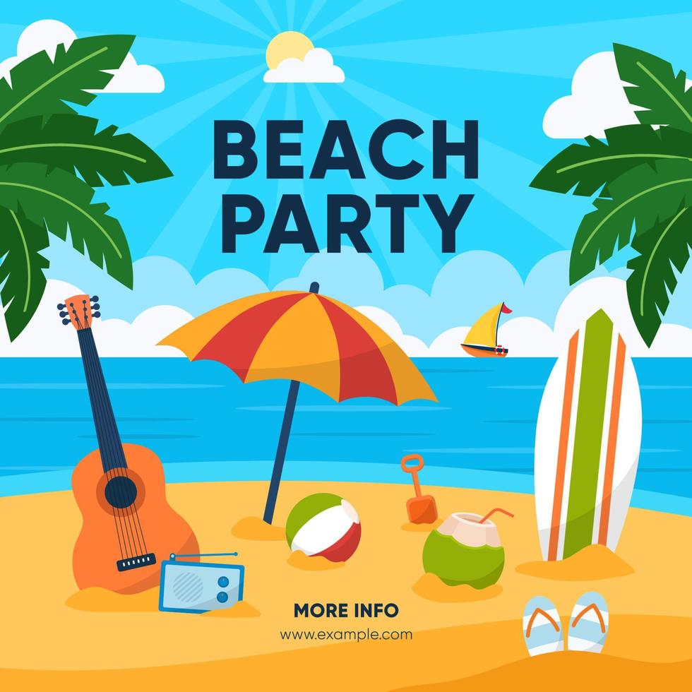 Summer Beach Party for Social Media Poast vector