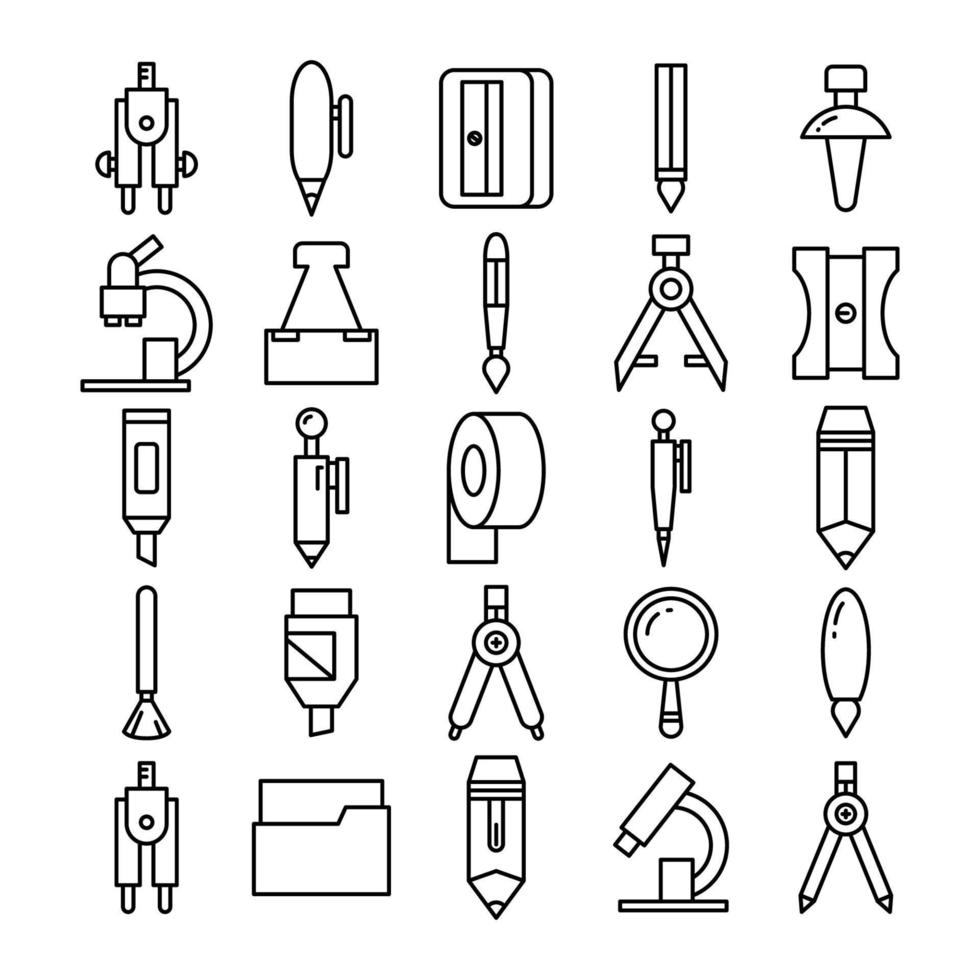 writing tools and school supply icon vector