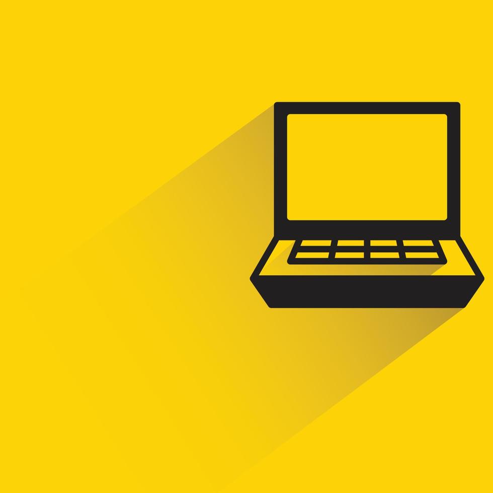 computadora portátil en la ilustración de vector de fondo amarillo