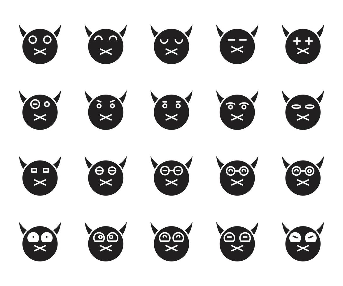 mute devil icons set vector