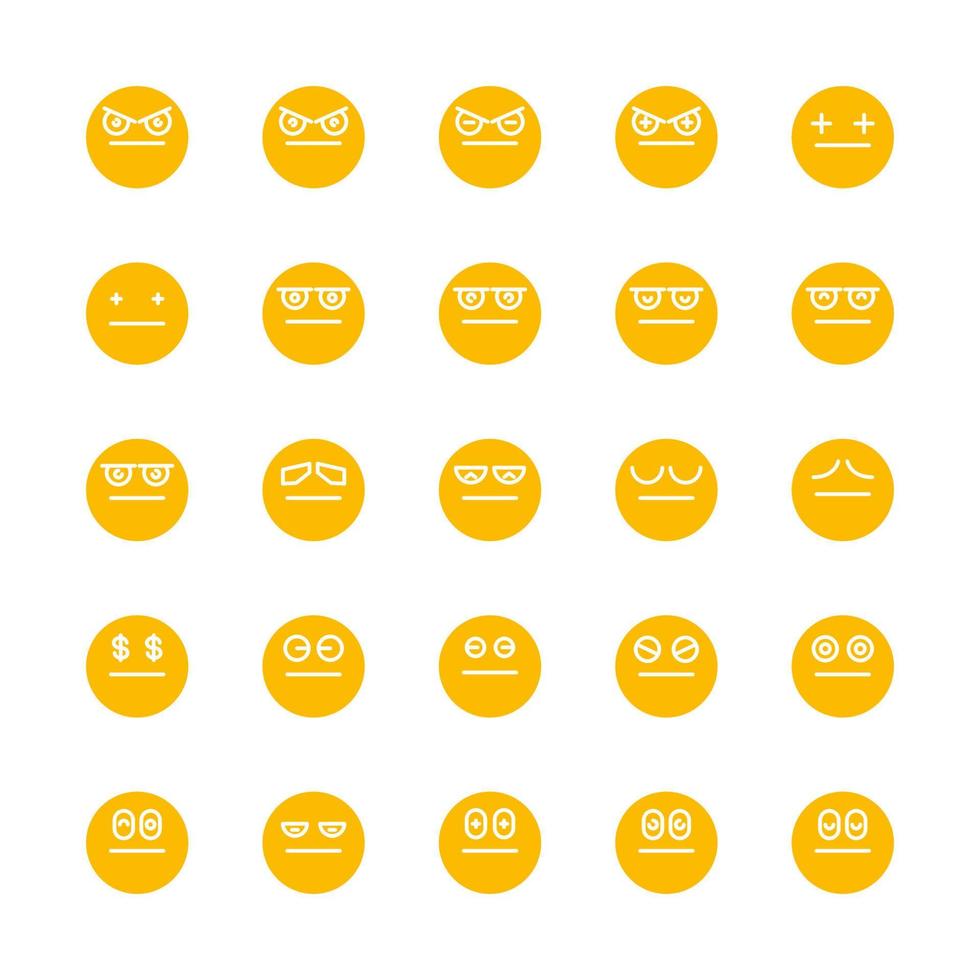 yellow cute emoticons set vector