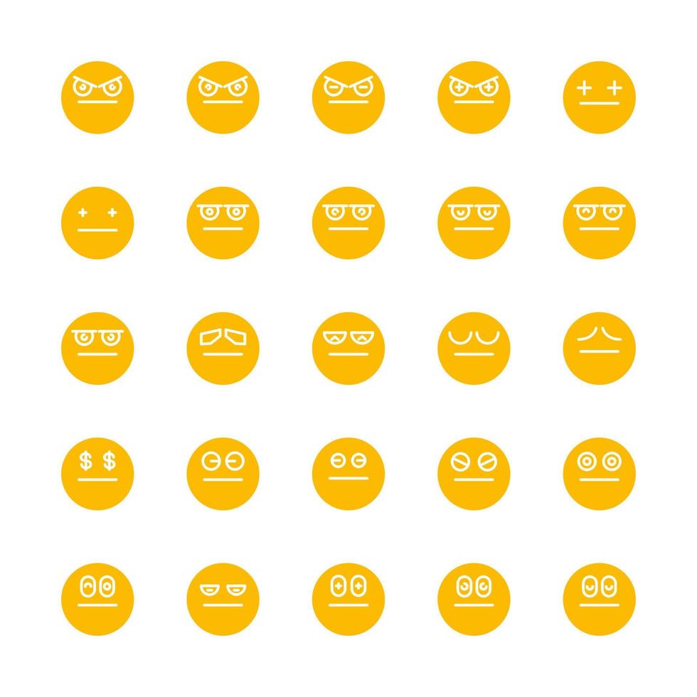 yellow cute emoticons set vector