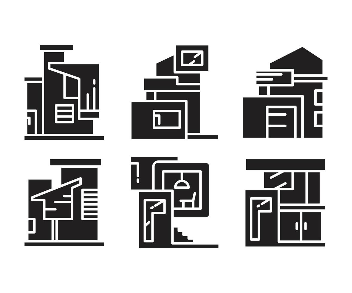 house building icons vector illustration