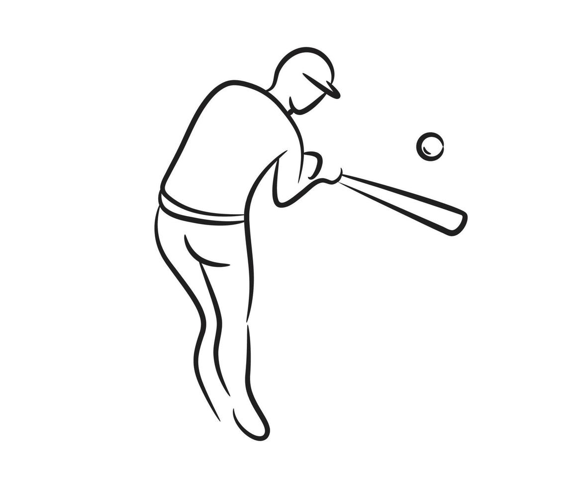 dibujado a mano ilustración de línea de jugador de béisbol vector
