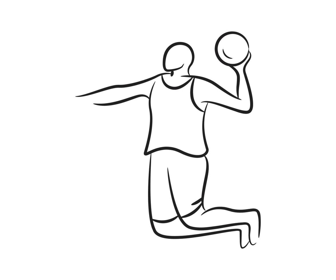 basketball player hand drawn line illustration vector