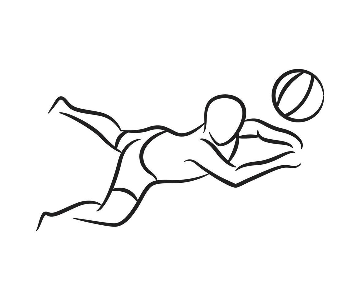 ilustración de línea de boceto de jugador de voleibol vector