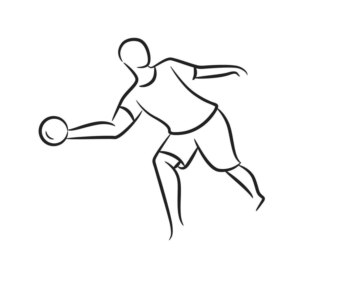 ilustración de línea de boceto de jugador de balonmano vector