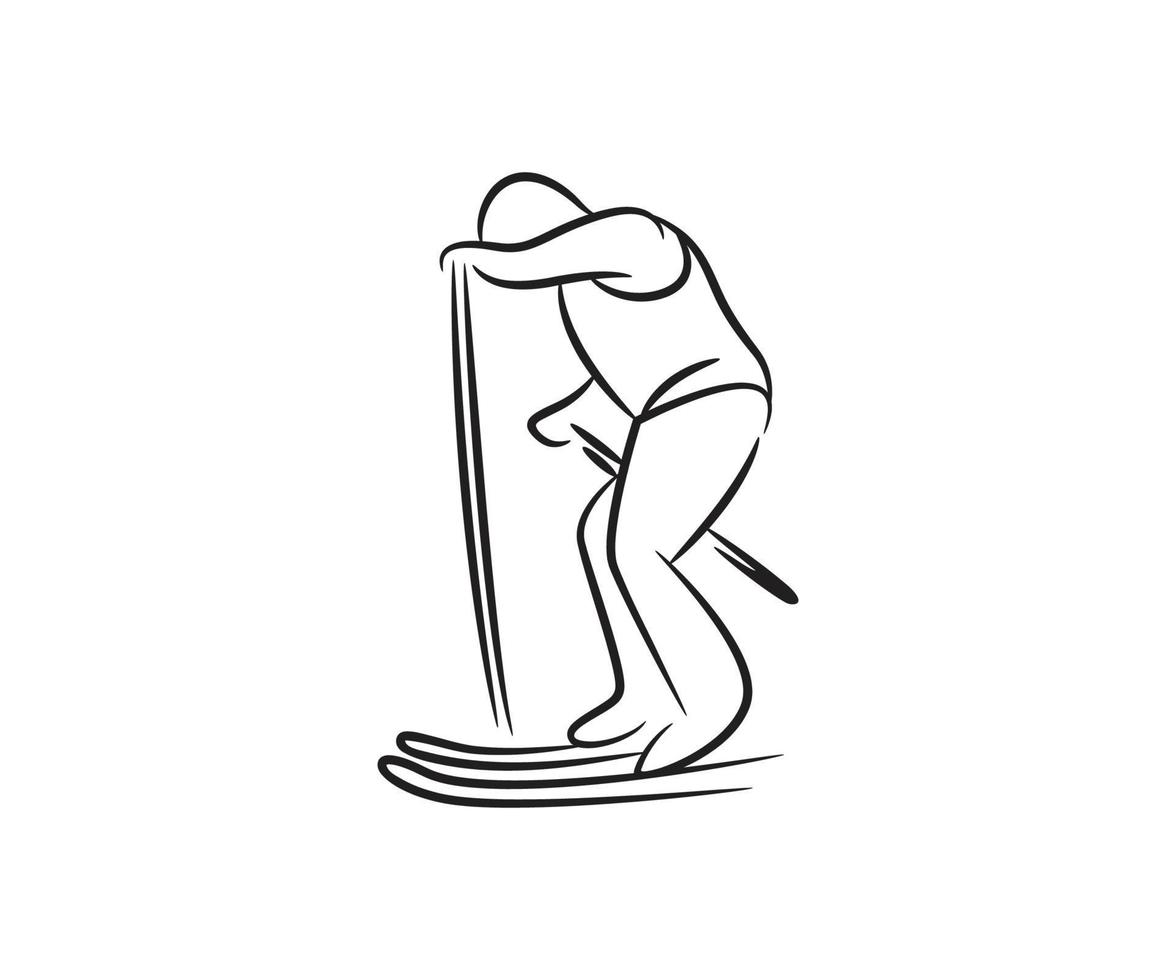hand drawn skier vector illustration