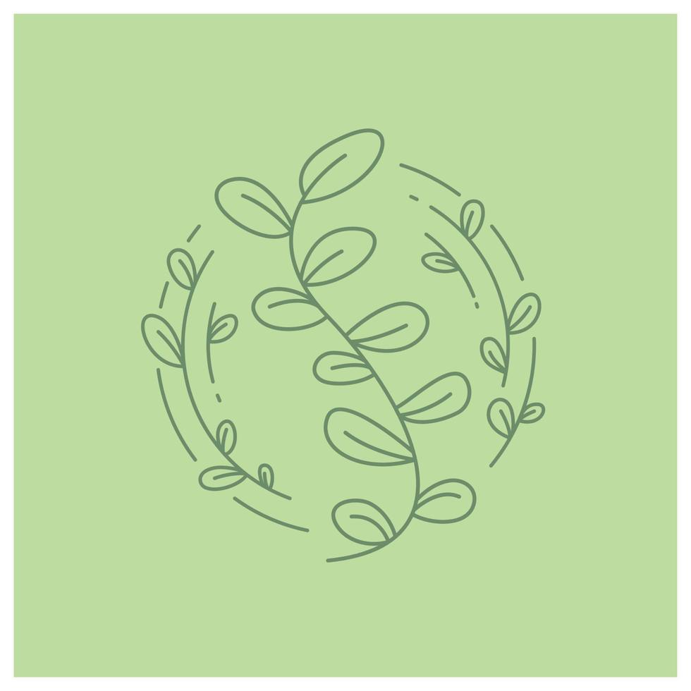 floral wreath on green background vector