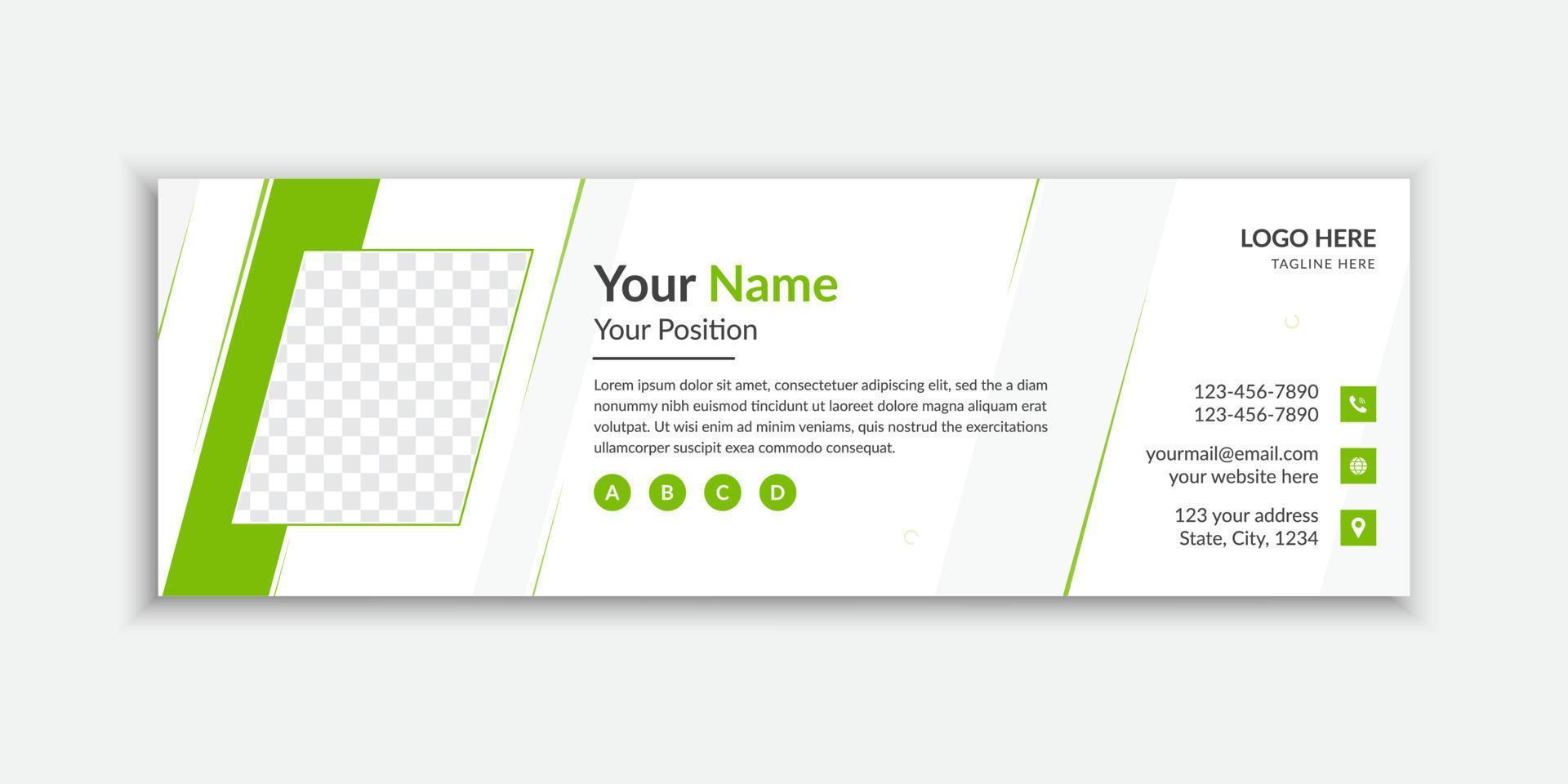 Professional green email signature and email footer template vector