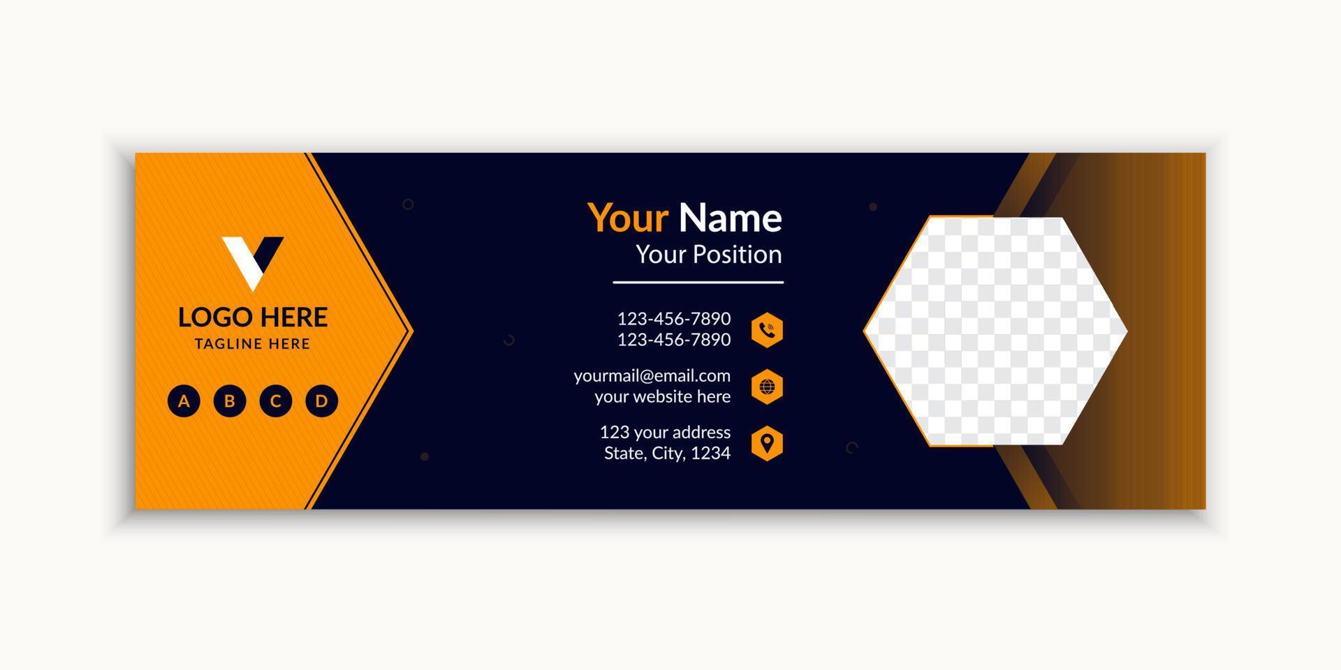 Dark email signature and email footer template vector
