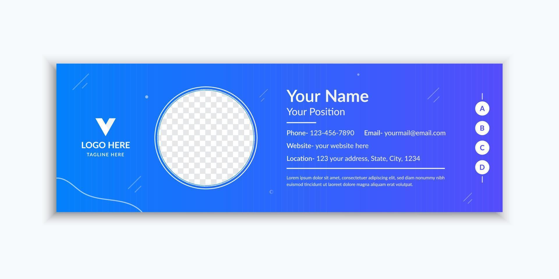 Blue email signature and email footer template vector