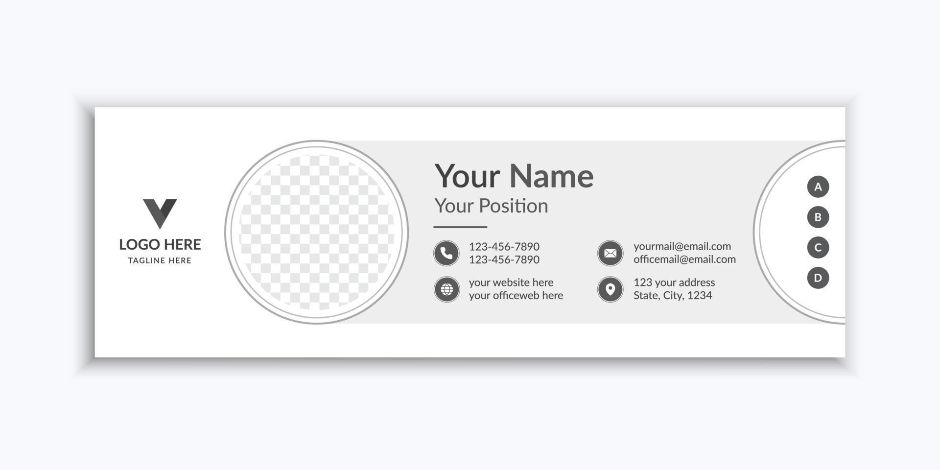 Simple modern flat email signature and email footer template vector