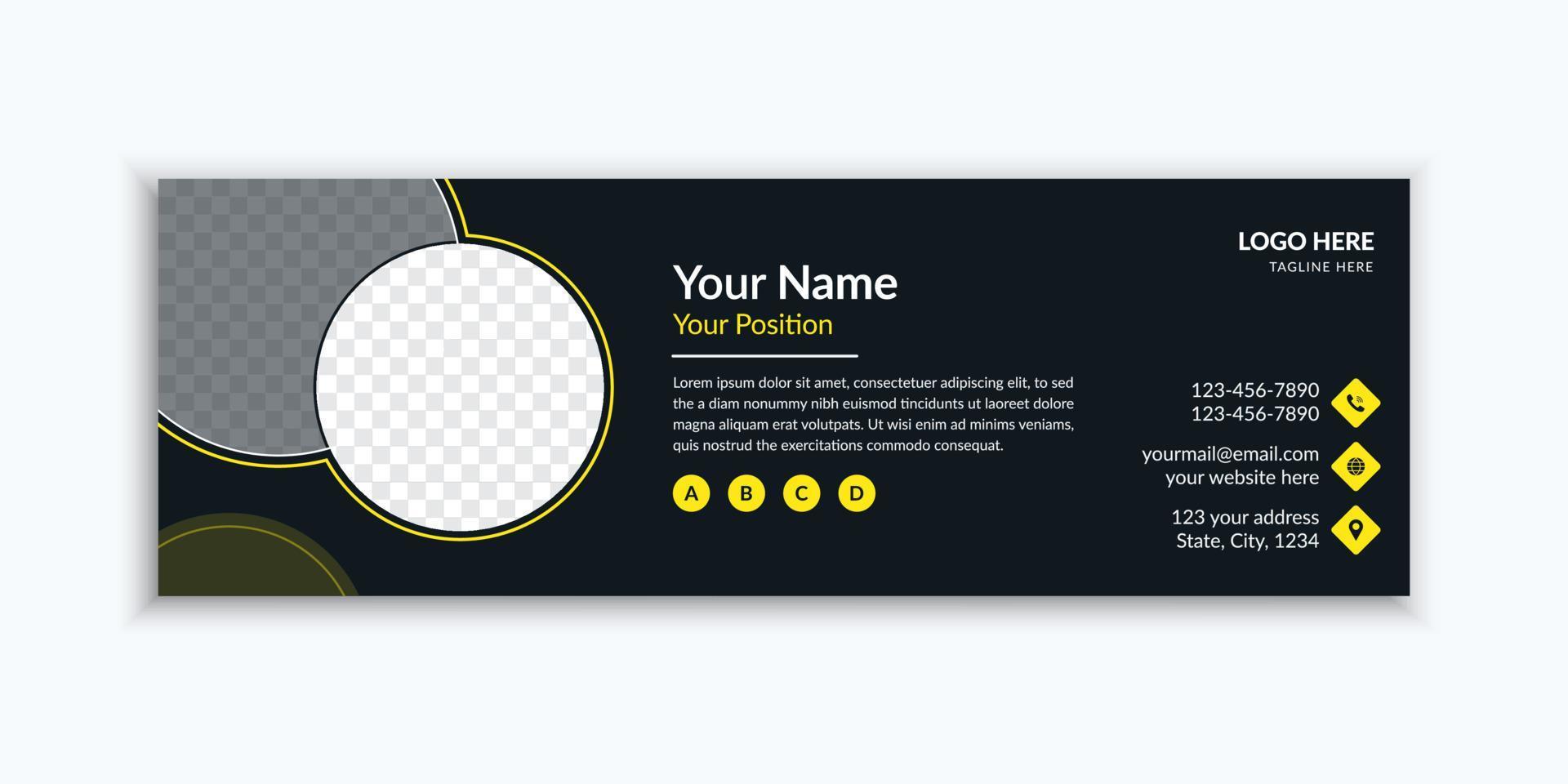 Modern and professional black email signature and email footer template vector