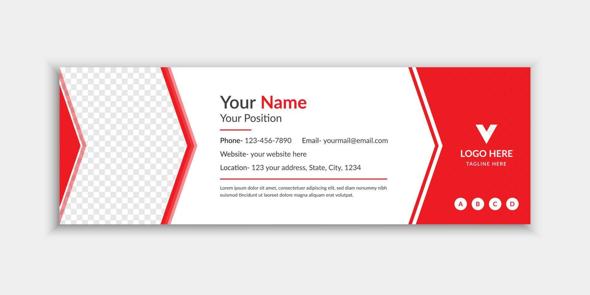Minimal red email signature and email footer template vector