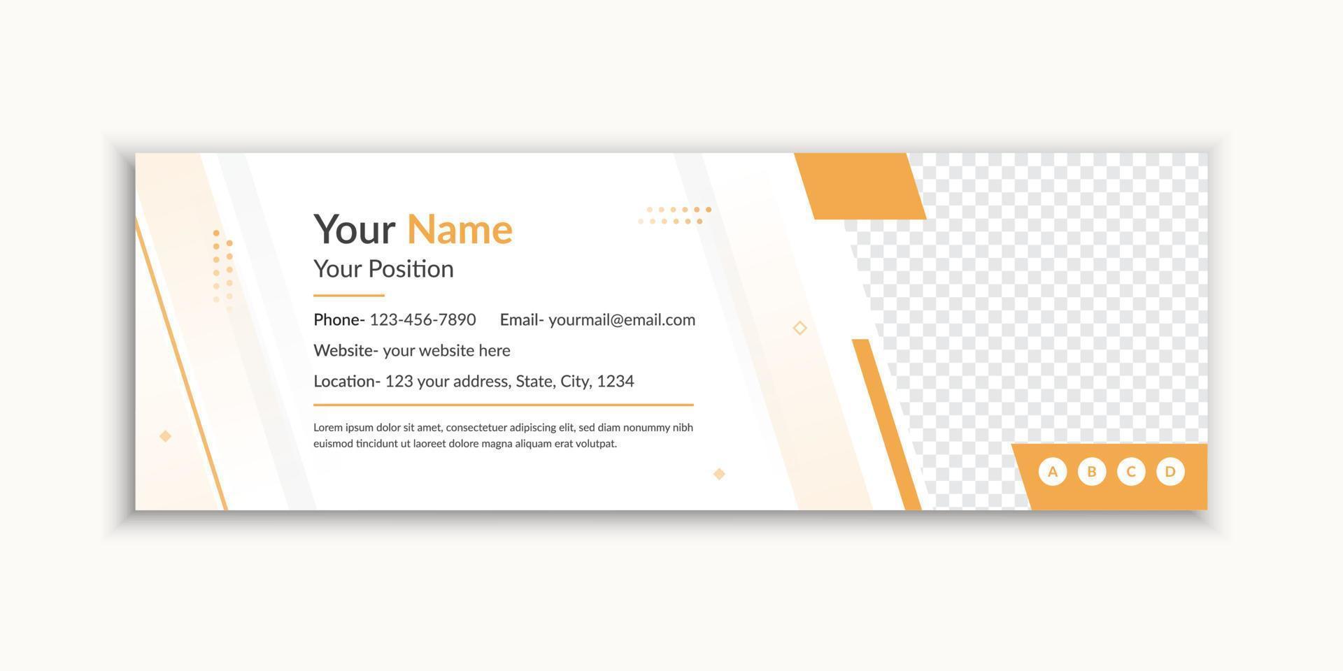Minimal yellow email signature and email footer template vector