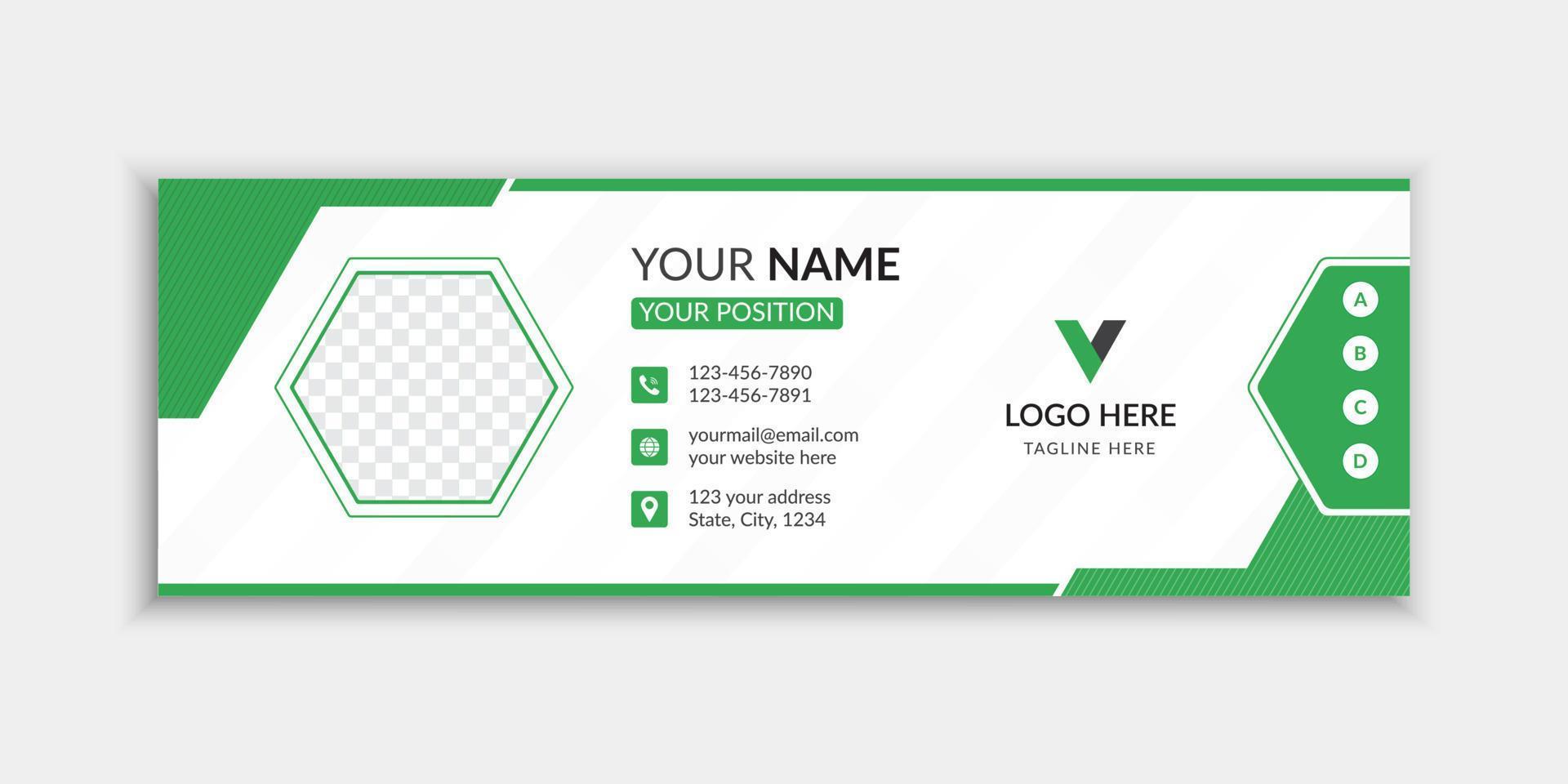 Green email signature and email footer template layout vector