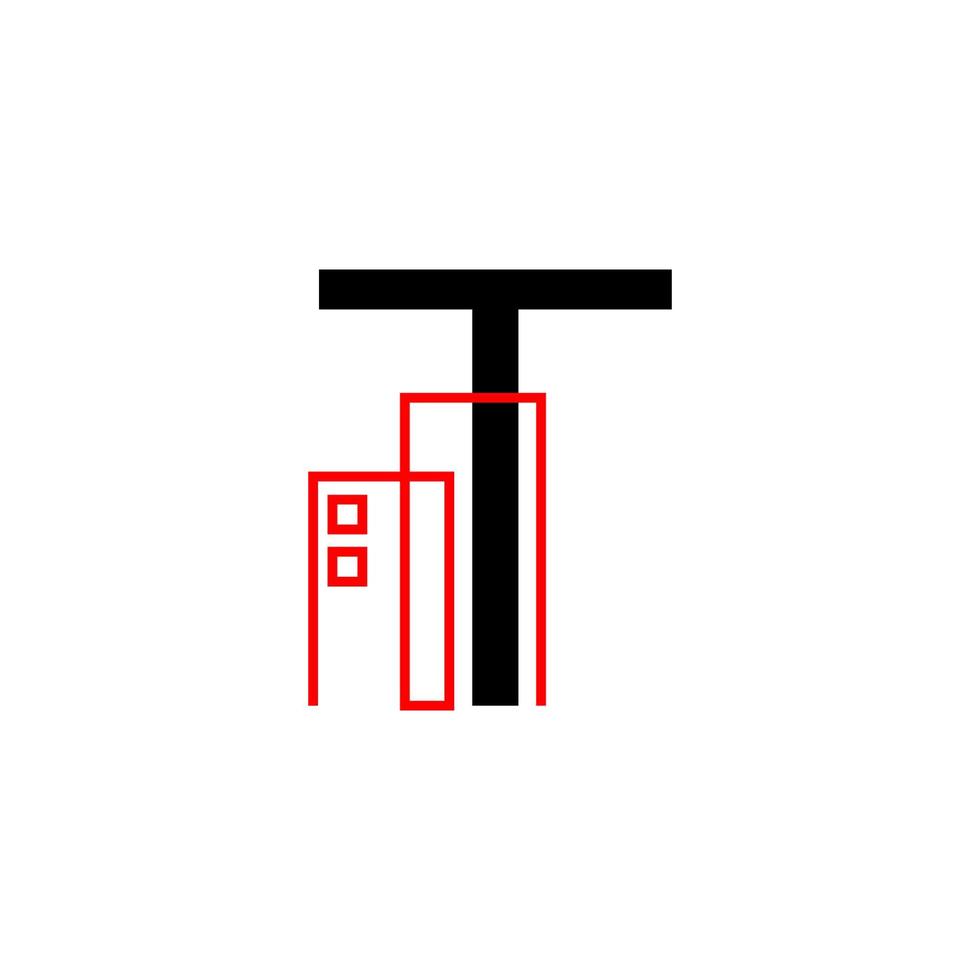 letra t con elemento de diseño de logotipo de vector de decoración de edificio