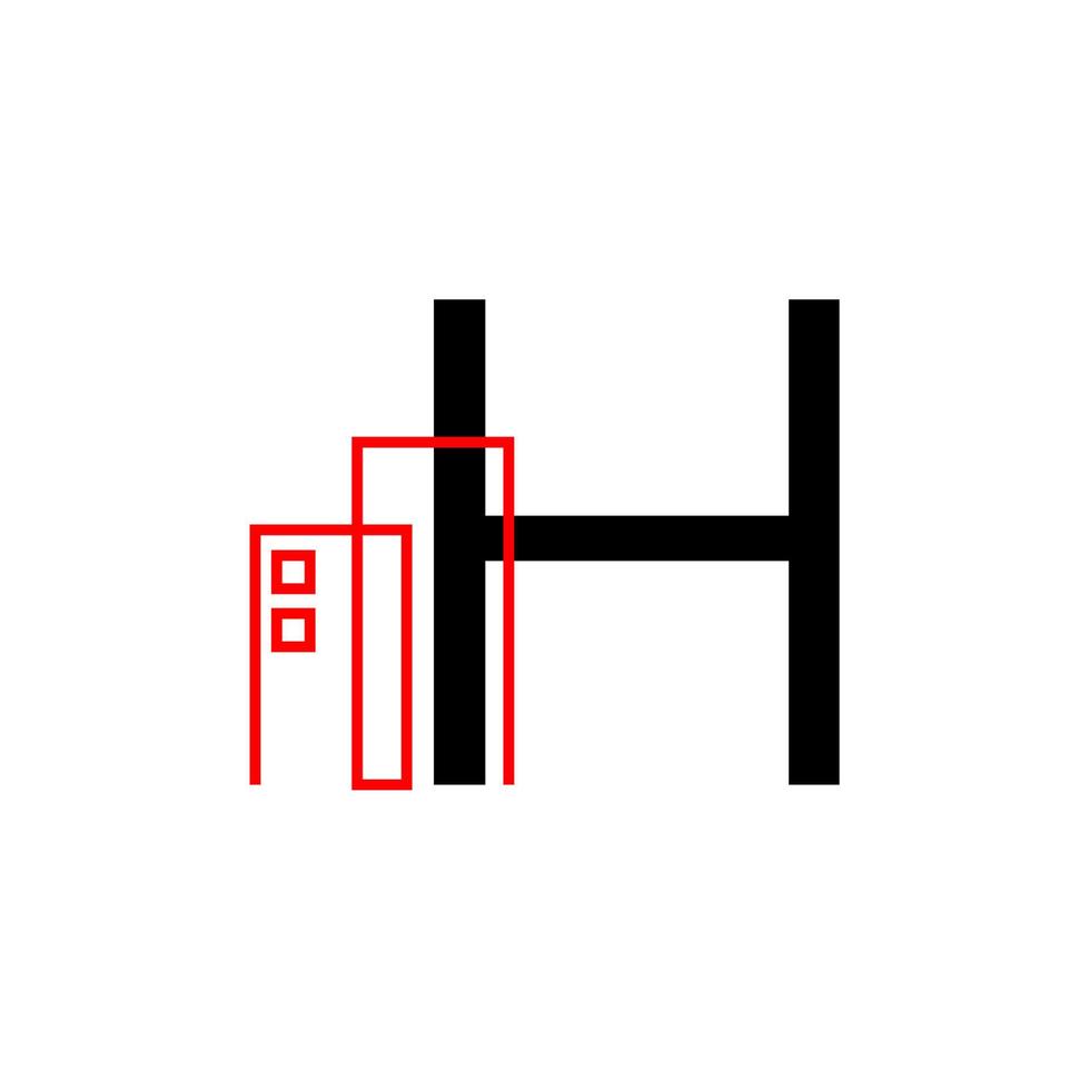 letter H with building decoration vector logo design element