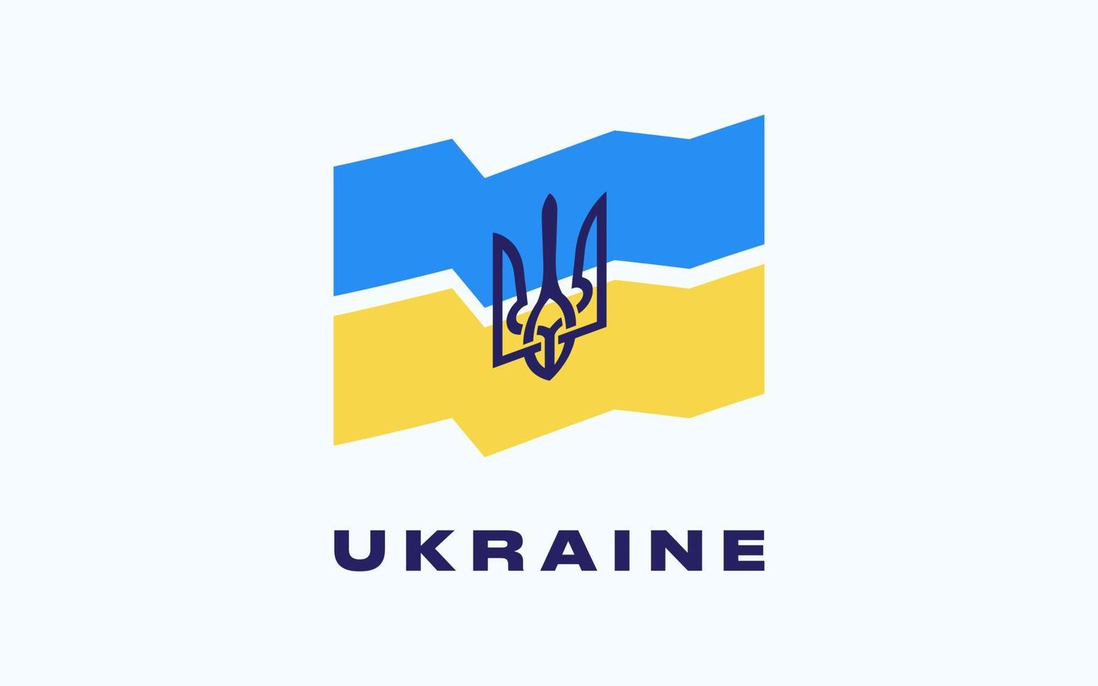 Ukrainian trident symbol over flag of Ukraine, modern minimalism design vector. vector