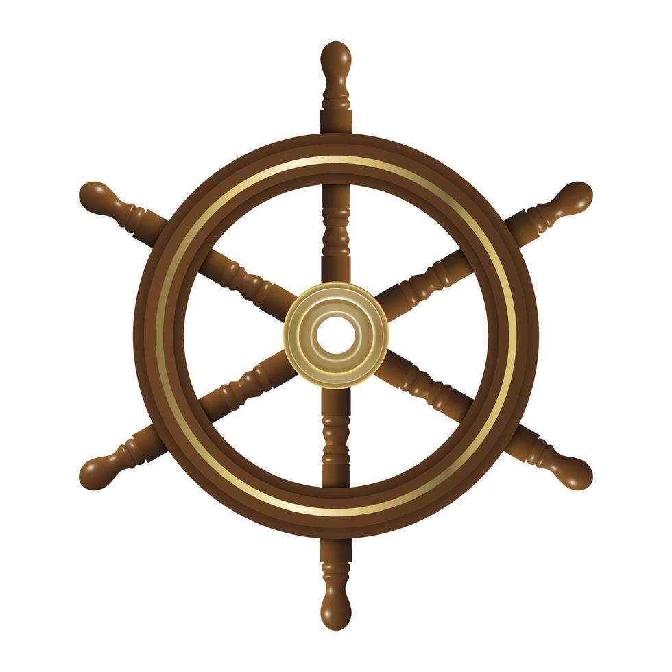 isolated ship wheel realistic illustration vector