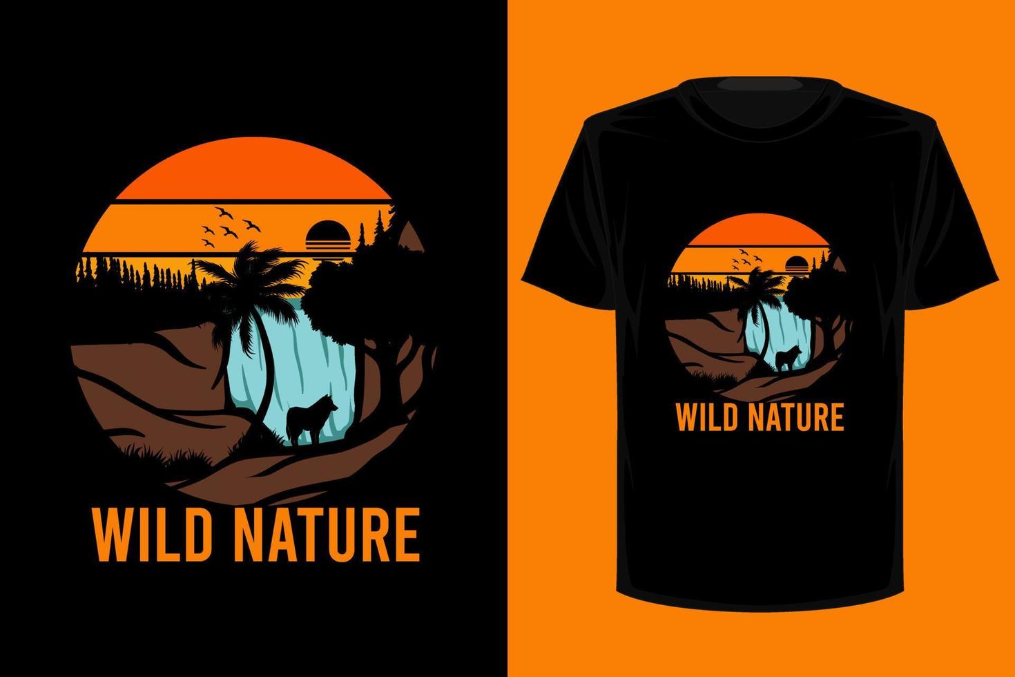 Wild nature retro vintage t shirt design vector
