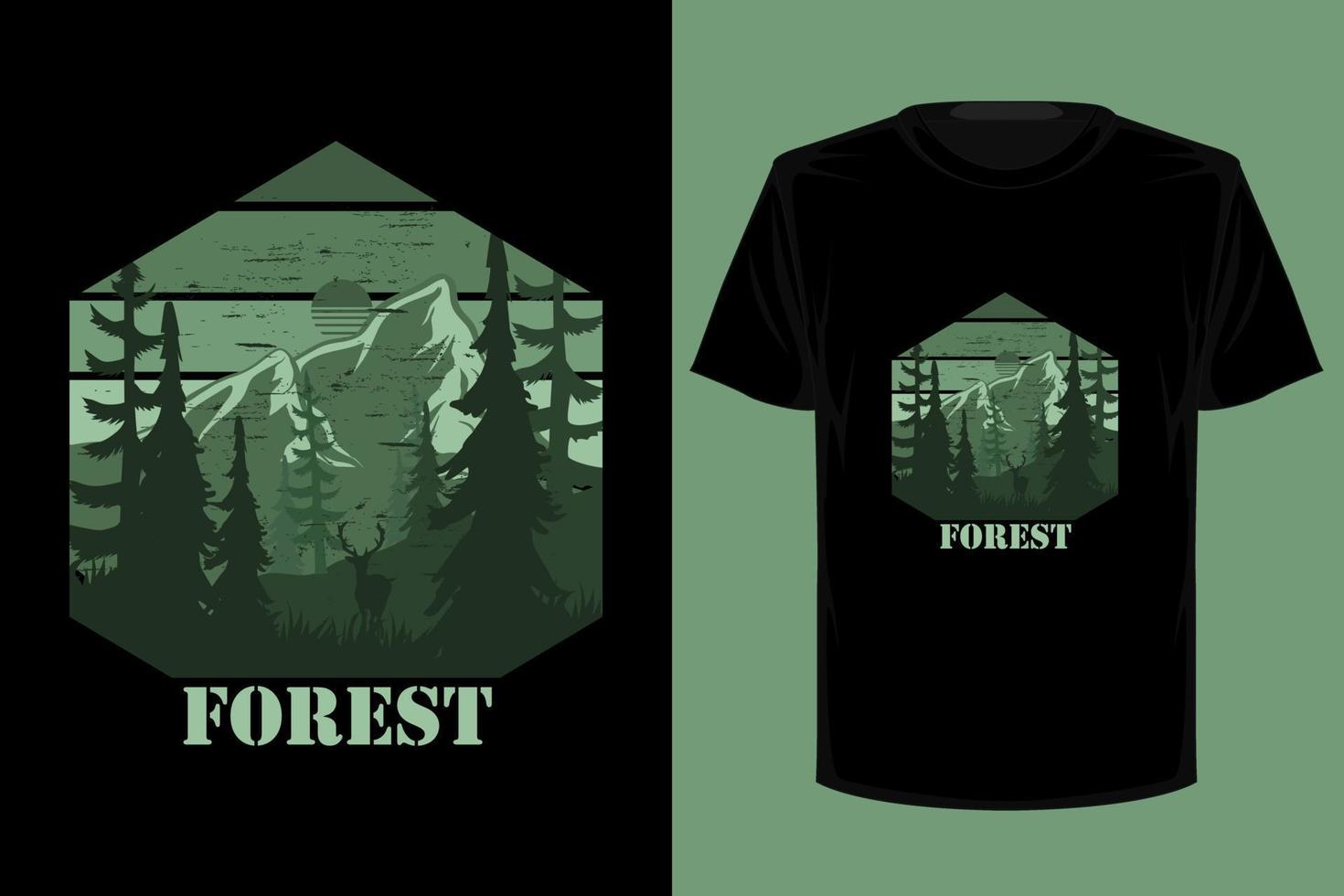 diseño de camiseta vintage retro bosque vector