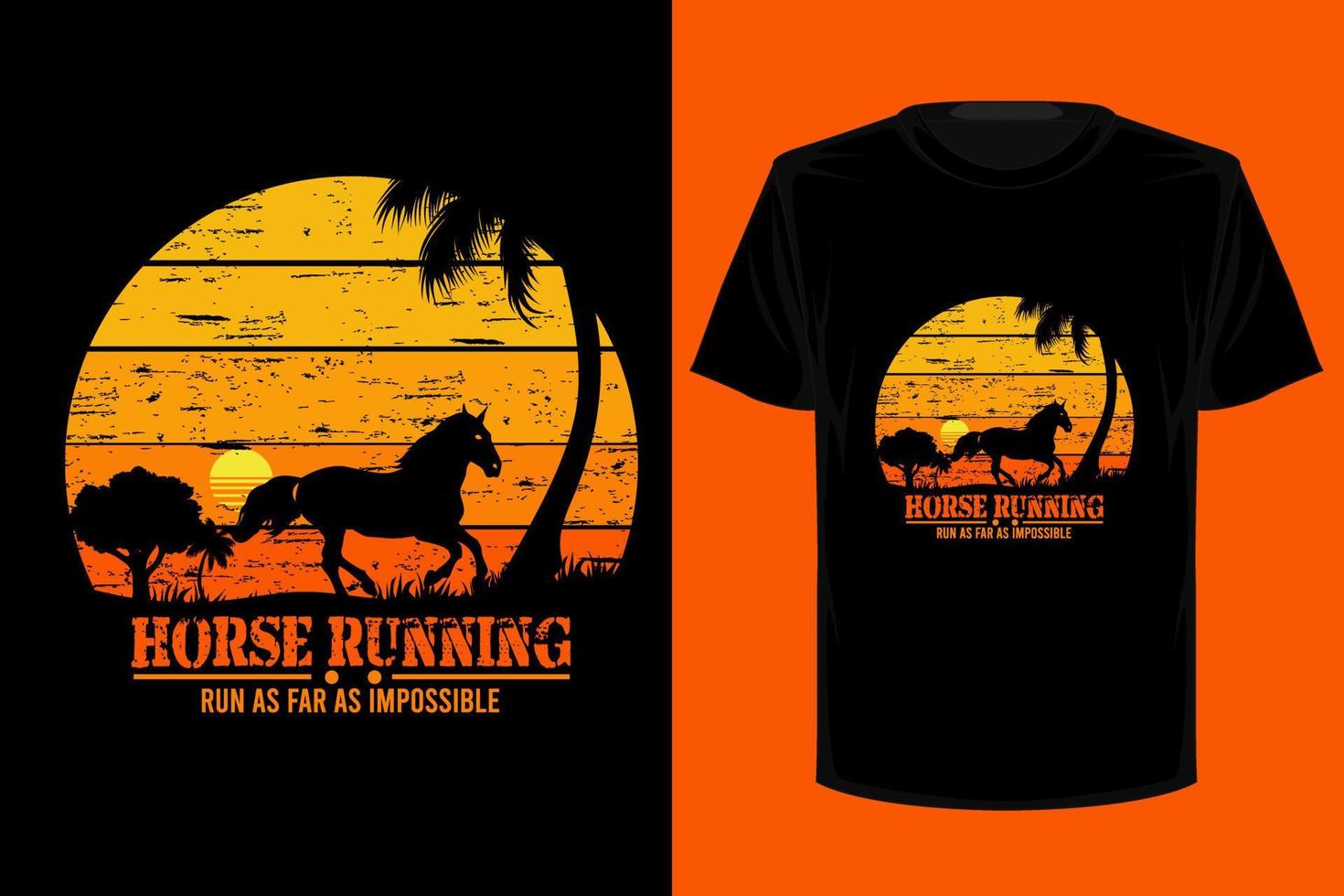 caballo corriendo diseño de camiseta vintage retro vector