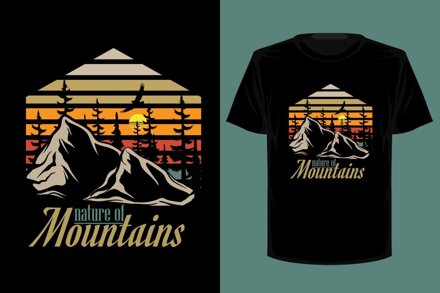 naturaleza del diseño de camiseta vintage retro de montaña vector