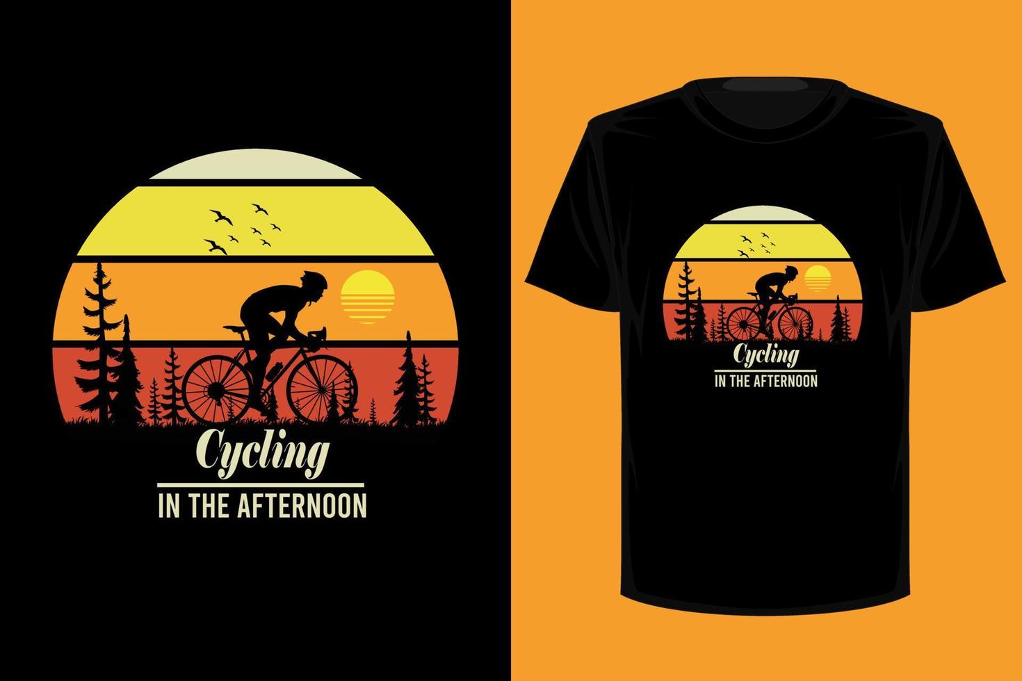 Cycling in the afternoon retro vintage t shirt design vector