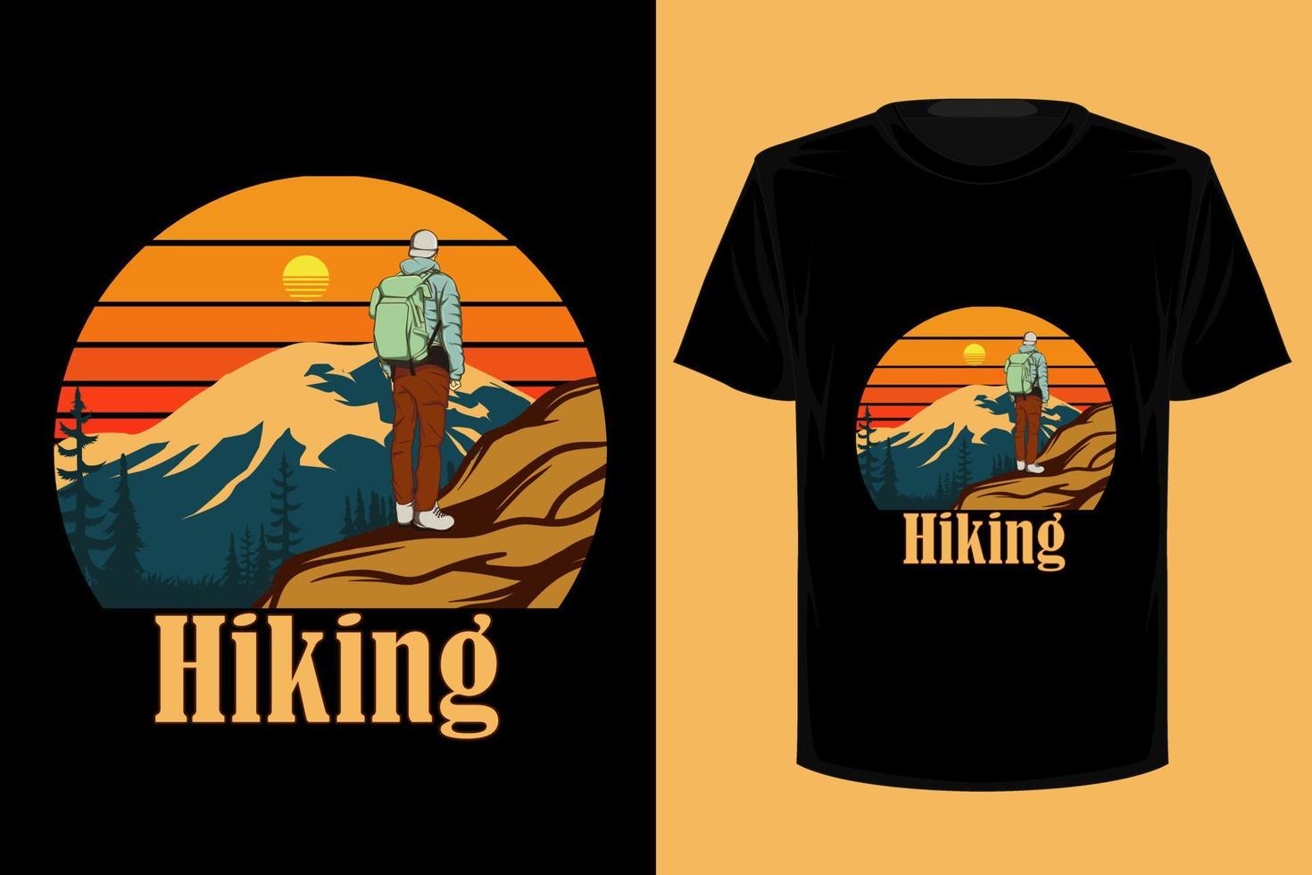 Hiking retro vintage t shirt design vector