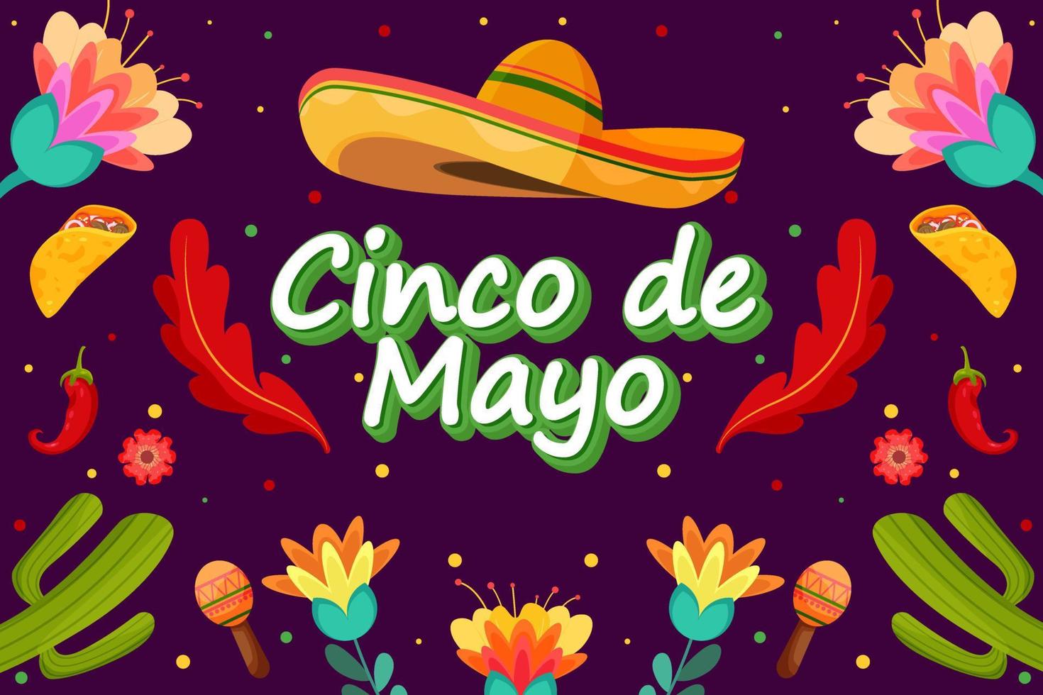 Flat Cinco De Mayo holiday celebration festival background vector