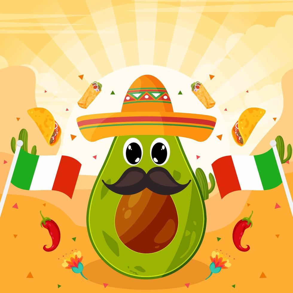 Flat Cinco De Mayo holiday with particle element background vector