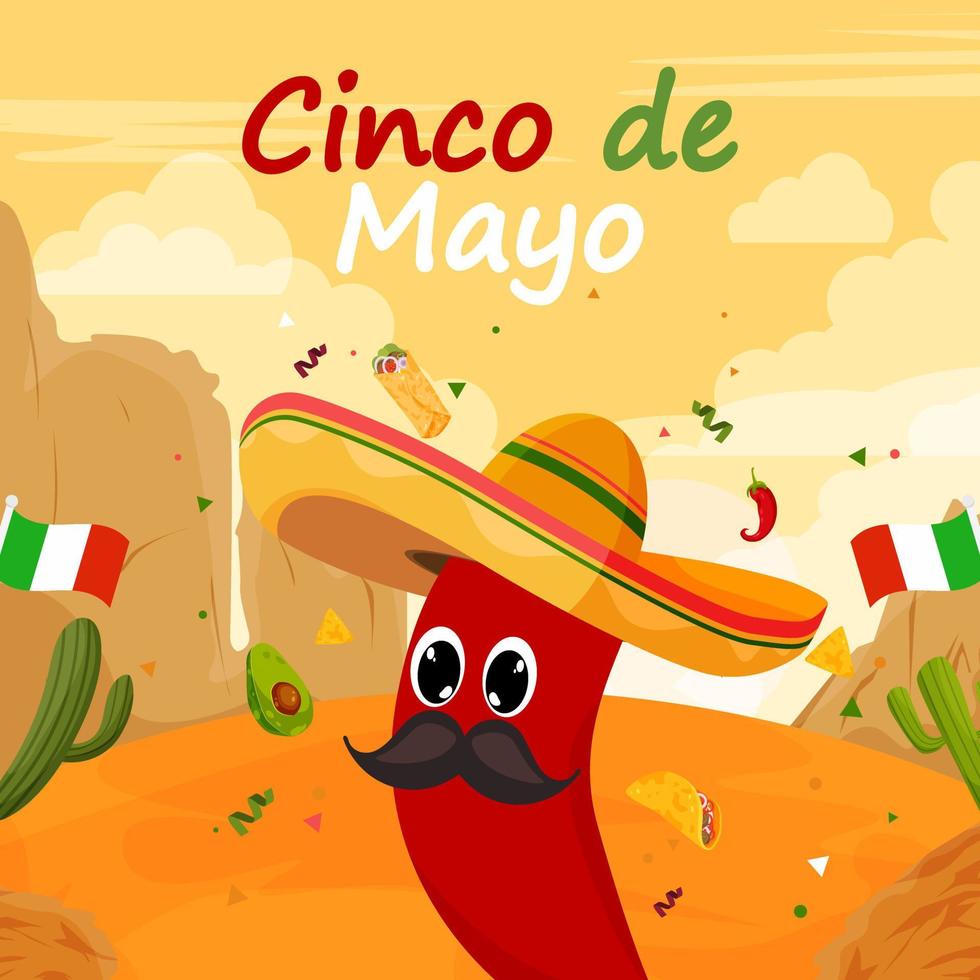 fondo plano de cinco de mayo con elemento de partículas vector