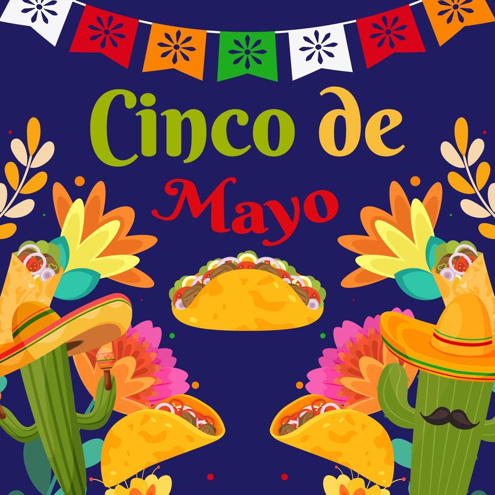 Flat Cinco De Mayo festival holiday background vector