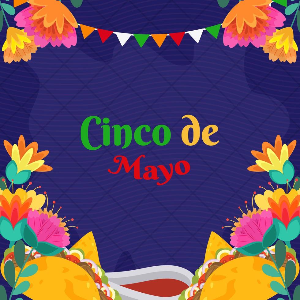 Background Flat Cinco De Mayo Mexican festival holiday vector