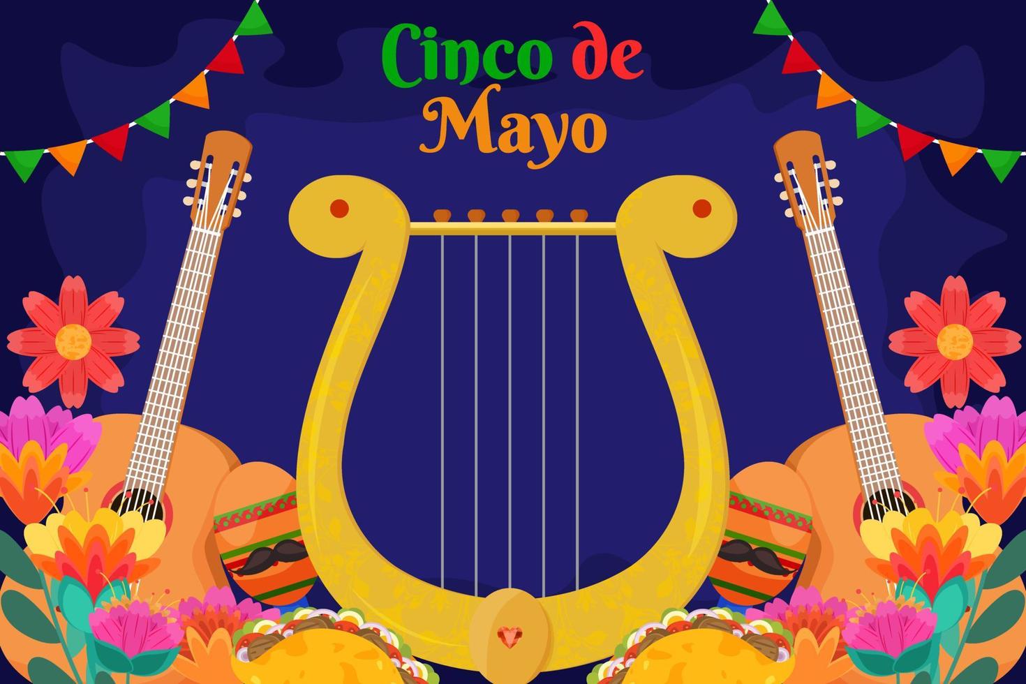 Flat Cinco De Mayo Mexican festival background vector