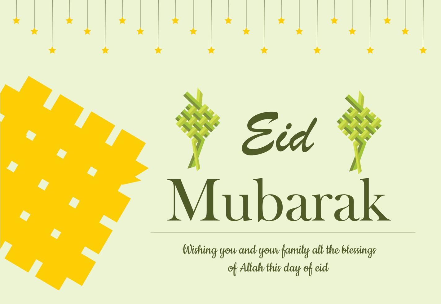 feliz eid mubarak ilustración vectorial adecuada para tarjetas de felicitación y fondo vector