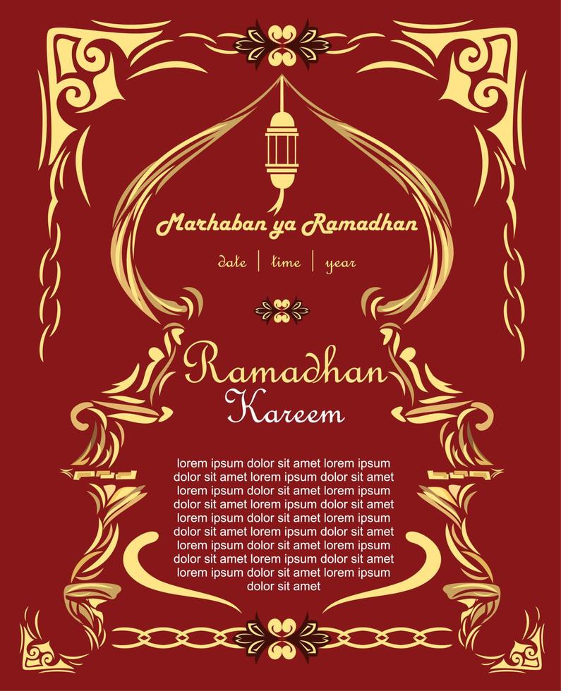 vector illustration of happy ramadhan kareem greeting card with islamic ornament